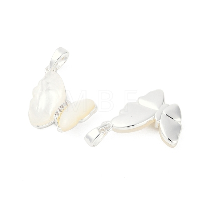 Natural White Shell Butterfly Pendants KK-U043-25S-1