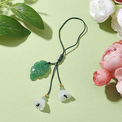 Imitation Jade Glass & Natural Green Aventurine  Pendant Mobile Straps HJEW-JM01900-1