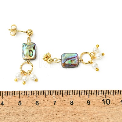 Abalone Shell/Paua Shell & Shell Pearl Beads Dangle Earrings EJEW-JE07327-02-1