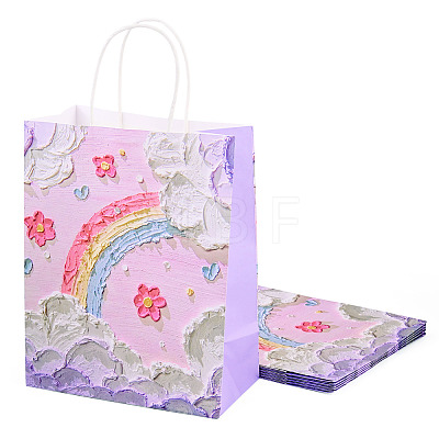 6Pcs Flower Printed Paper Gift Bags ABAG-TADJ0001-08B-1