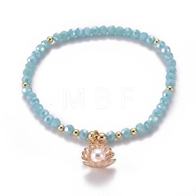 Faceted Glass Bead Stretch Bracelets BJEW-JB05488-04-1