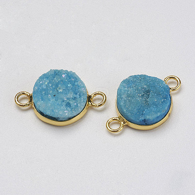 Electroplated Natural & Dyed Druzy Agate Links connectors G-F397-06-1