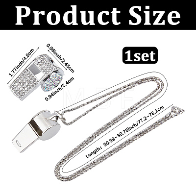 Alloy Crystal Rhinestone Whistle Pendant Necklaces NJEW-WH20001-24P-01-1