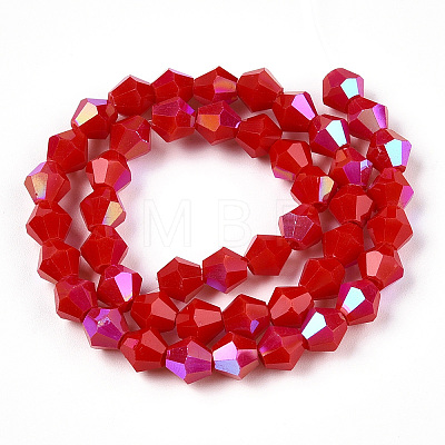 Opaque Solid Color Electroplate Glass Beads Strands EGLA-A039-P6mm-L02-1