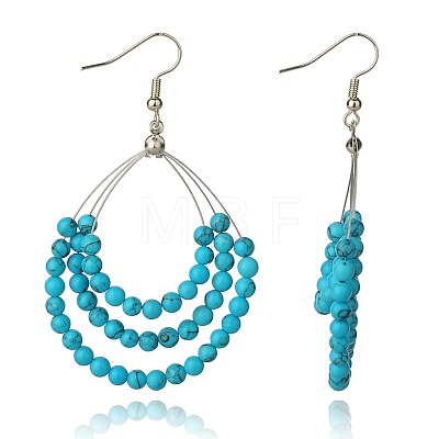 Trendy Synthetic Turquoise Beaded Earrings for Girls X-EJEW-PJE690-1