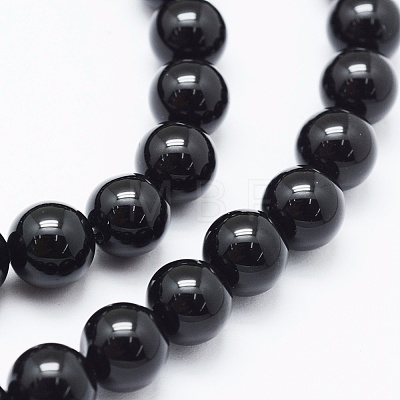 Natural Black Onyx Beads Strands G-E469-08-6mm-1