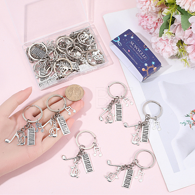 20Pcs Alloy Musical Instruments & Musical Note Keychains KEYC-SC00035-1