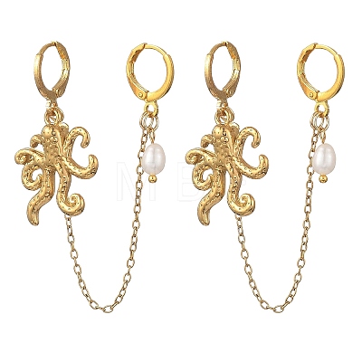 304 Stainless Steel Pendants & Natural Cultured Freshwater Pearl Leverback Earrings EJEW-JE07259-01-1