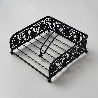 Iron Hollow Fruit Napkin Holder with Weighted Arm AJEW-WH0696-516-1