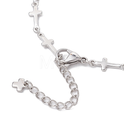 304 Stainless Steel Cross Link Chain Necklaces for Women NJEW-JN05118-02-1