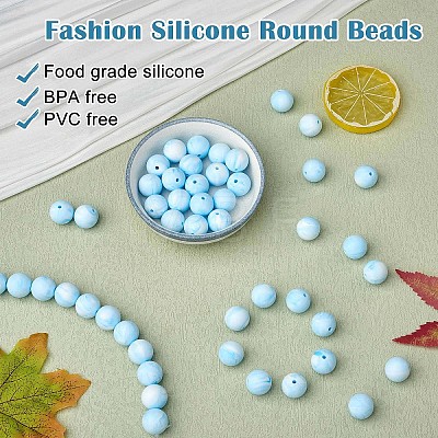 100Pcs Silicone Beads Round Rubber Bead 15MM Loose Spacer Beads for DIY Supplies Jewelry Keychain Making JX465A-1