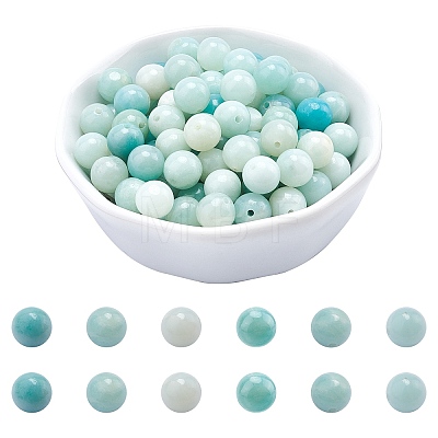 Round Natural Amazonite Bead Strands G-AR0001-64-1