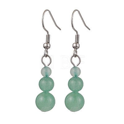 3 Pairs 3 Styles Natural Malaysia Jade & Green Aventurine & Tiger Eye Dangle Earrings EJEW-JE06131-1