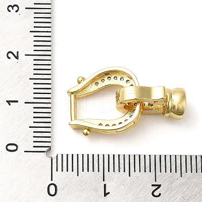 Rack Plating Brass Micro Pave Clear Cubic Zirconia U-Shaped Fold Over Clasps KK-K349-13G-1