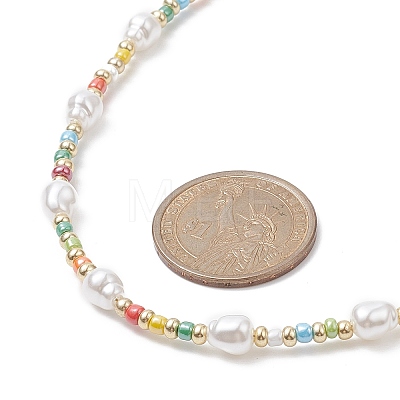Acrylic Imitation Pearl & Glass Seed Beaded Necklace for Women NJEW-JN04277-1