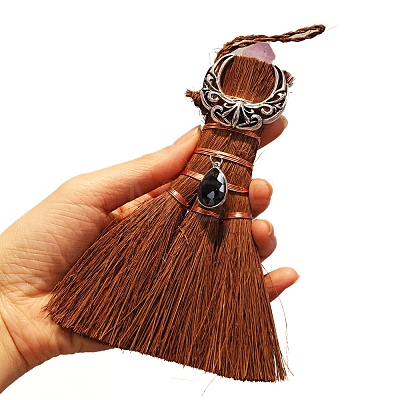 Natural Amethyst Witch Altar Broom Charm Ornament PW-WG45CD3-04-1