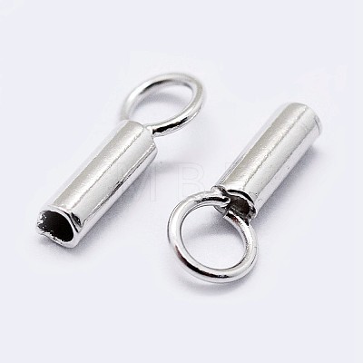 Rhodium Plated 925 Sterling Silver Cord Ends STER-F036-21P-3mm-1