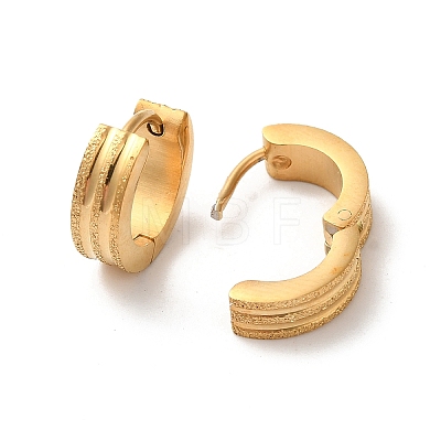 Ion Plating(IP) 304 Stainless Steel Grooved Hoop Earrings EJEW-P255-05G-1