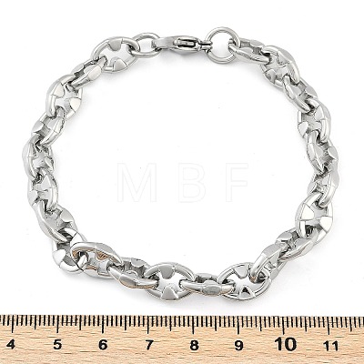 304 Stainless Steel Oval Link Chain Bracelets for Women Men BJEW-F488-48A-P-1