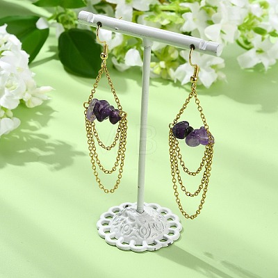 Natural Amethyst Dangle Earrings EJEW-JE07287-01-1
