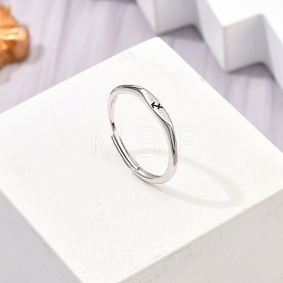 Rhodium Plated 925 Sterling Silver Adjustable Rings RJEW-S397-01P-06-1
