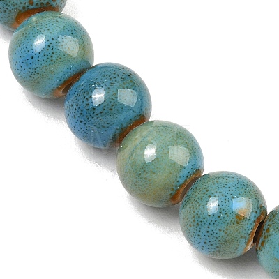 Handmade Fancy Antique Glazed Porcelain Ceramic Round Beads Strands PORC-L019-10mm-11-1