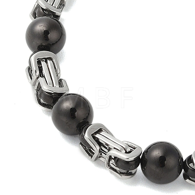 Round 304 Stainless Steel Byzantine Chain Bracelets for Men BJEW-B093-06BP-1