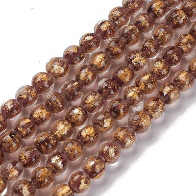 Handmade Gold Sand Lampwork Beads Strands LAMP-C010-01D-1