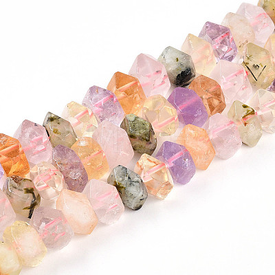 Natural Amethyst & Citrine & Rose Quartz & Prehnite Beads Strands G-N347-09A-12-1