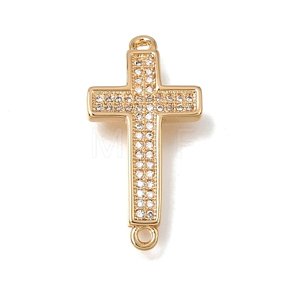 Brass Micro Pave Clear Cubic Zirconia Religion Cross Links Connector Charms CU-K001-01A-G-1