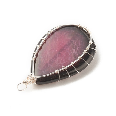 Natural Crackle Agate Pendants PALLOY-JF01526-02-1