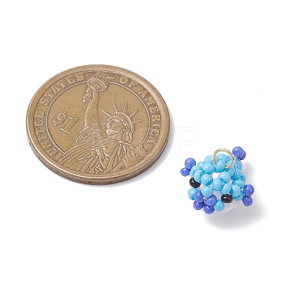 Glass Seed Beaded Puffer Pendants PALLOY-MZ01121-01-1
