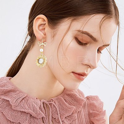 28Pcs Bowknot Shape Brass Earring Hook DIY-SP0001-06G-1