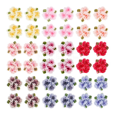 135Pcs 9 Colors Rose Flower Resin Cabochons MRMJ-TA0001-50-1