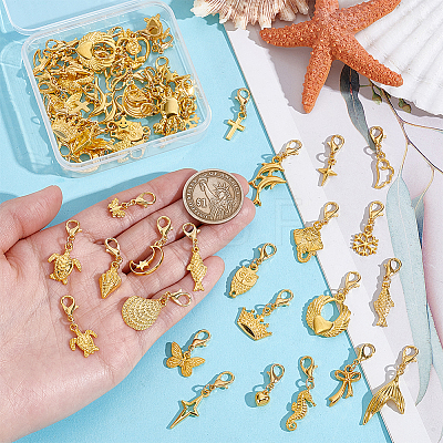 66Pcs 33 Style Alloy Pendant Decorations HJEW-PH02487-1
