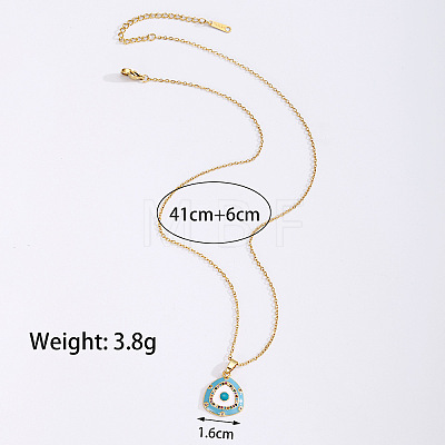 Brass Micro Pave Colorful Cubic Zirconia Enamel Evil Eye Triangle Pendant 304 Stainless Steel Cable Chain Necklaces for Women WG15CC8-01-1