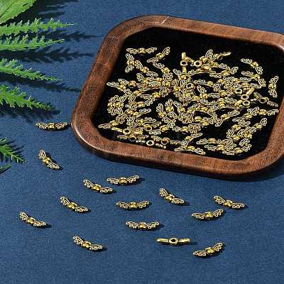 100Pcs Tibetan Style Alloy Fairy Wing Beads TIBEB-FS0001-14-1