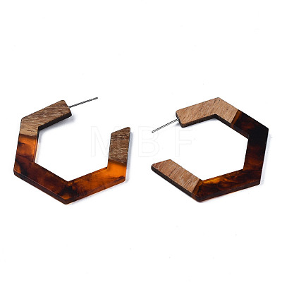 Hexagon Half Hoop Earrings for Women EJEW-N017-006B-1