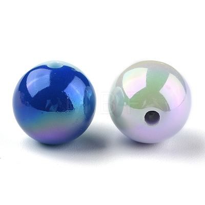 Two Tone UV Plating Opaque Acrylic Beads X-OACR-K005-07-1