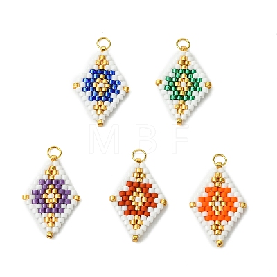 Beaded Rhombus Charms PALLOY-MZ01345-1