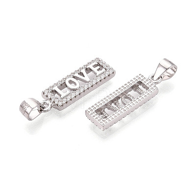 925 Sterling Silver Micro Pave Clear Cubic Zirconia Heart Hamsa Hand Pendants STER-N016-101P-1