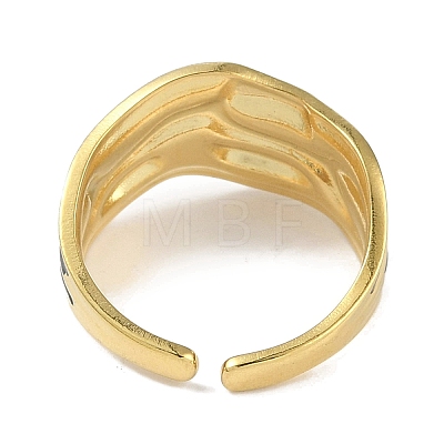 Ion Plating(IP) 304 Stainless Steel Enamel Cuff Finger Rings RJEW-L107-039G-02-1