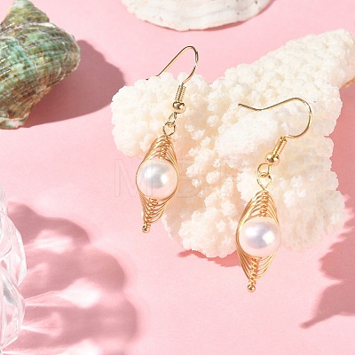 Natural Pearl Dangle Earrings EJEW-JE05261-1