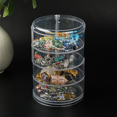 Rotatable 4-Layer Plastic Jewelry Storage Box AJEW-YW0001-14-1