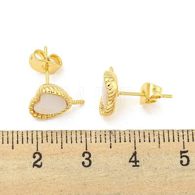 Brass with Shell Stud Earring Findings KK-G490-04G-1