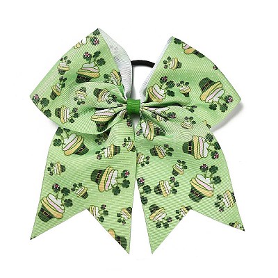 Saint Patrick's Day Big Bowknot Polyester Elastic Hair Ties OHAR-H011-01A-1