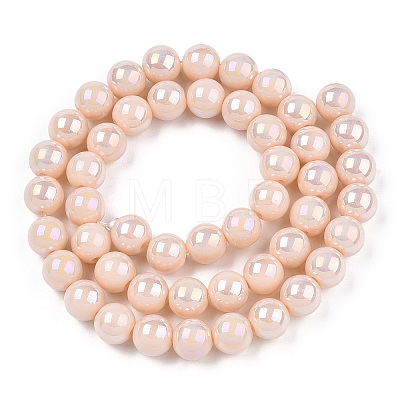 Electroplate Opaque Glass Beads Strands GLAA-T032-P10mm-AB09-1