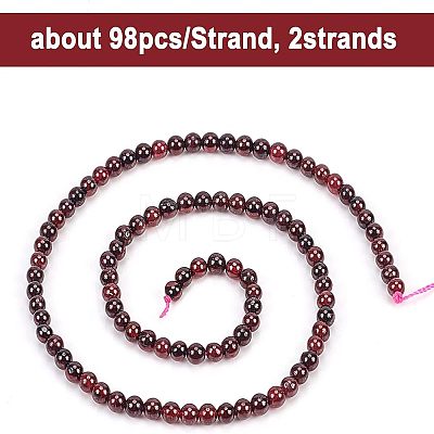 Olycraft Natural Garnet Beads Strands G-OC0001-25-4mm-1
