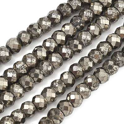 Natural Gold Pyrite/Golden Pyrite Beads Strands G-L051-8x5mm-02-1