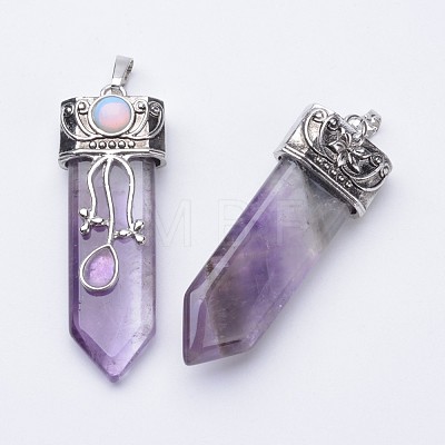 Natural Amethyst Big Pointed Pendants G-F340-05H-1